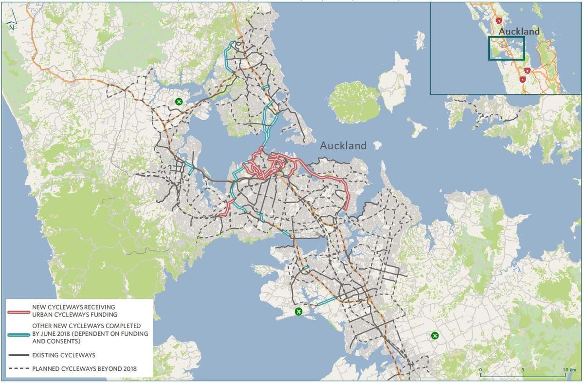 mapa веломагистраль Auckland mapie