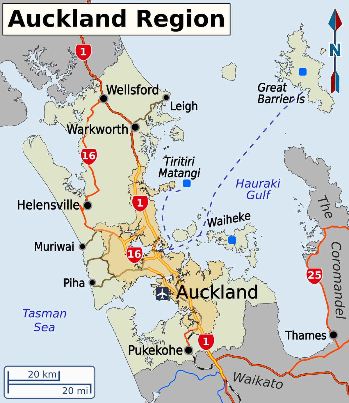 mapa Auckland