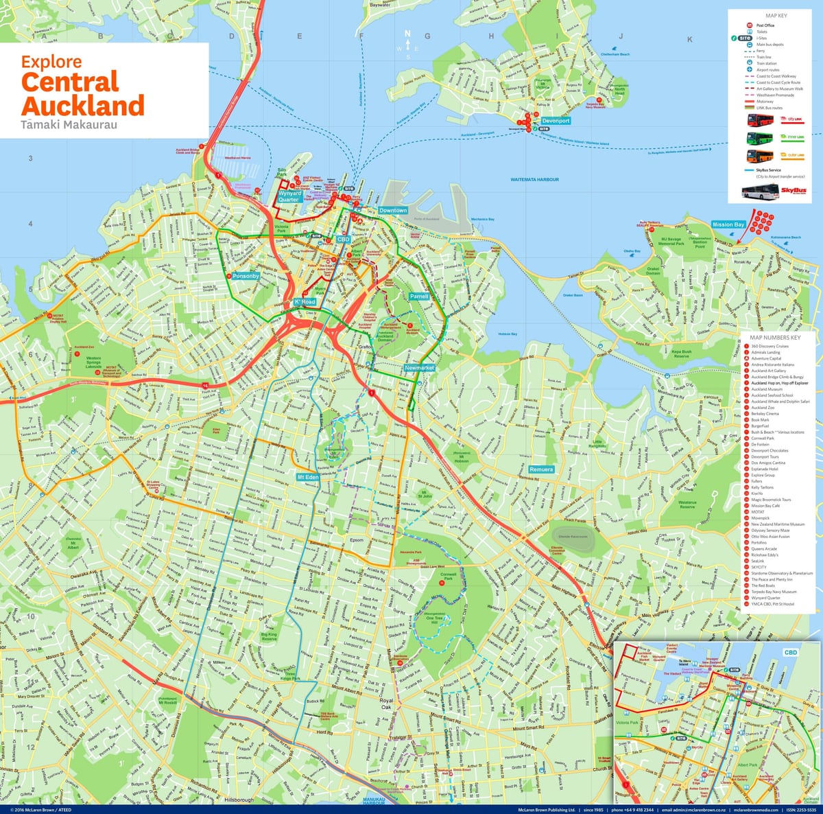 Auckland mapa, Nowa Zelandia