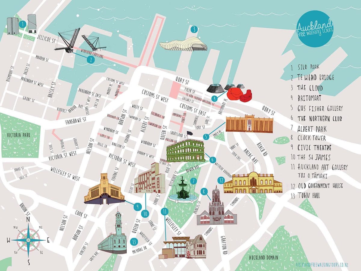 Miasto Auckland spacerów mapie