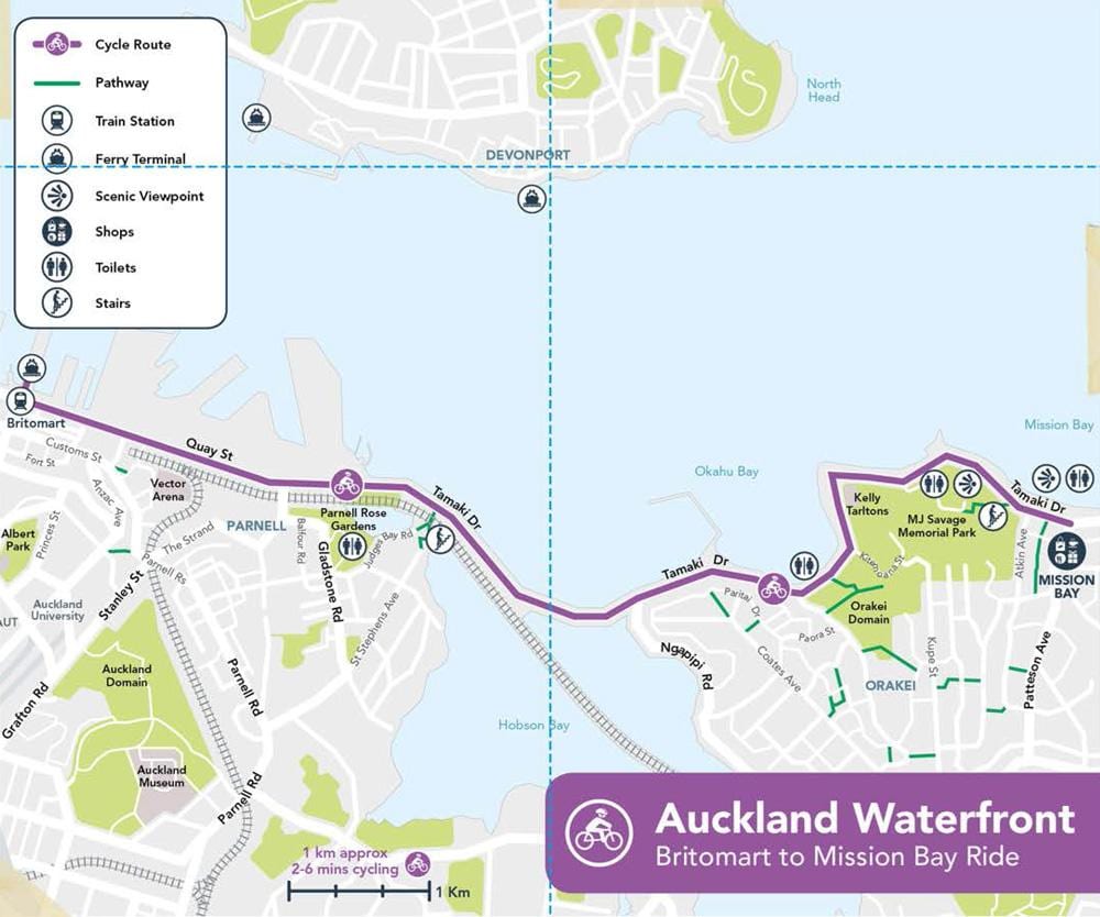 różowy веломагистраль Auckland mapie
