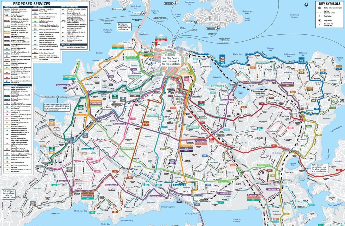 Auckland transportu publicznego mapie