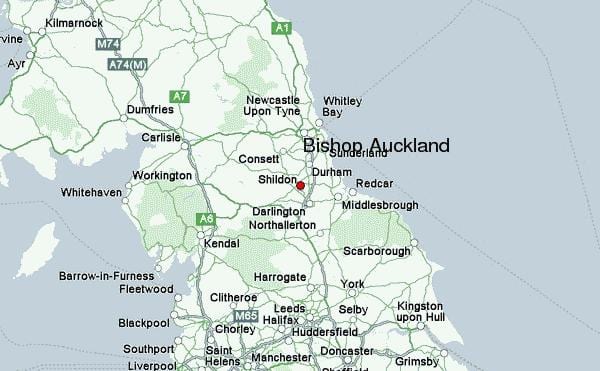 mapa Bishop Auckland