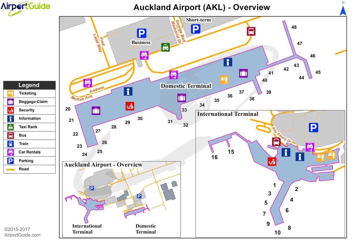 Międzynarodowy port lotniczy Auckland mapie