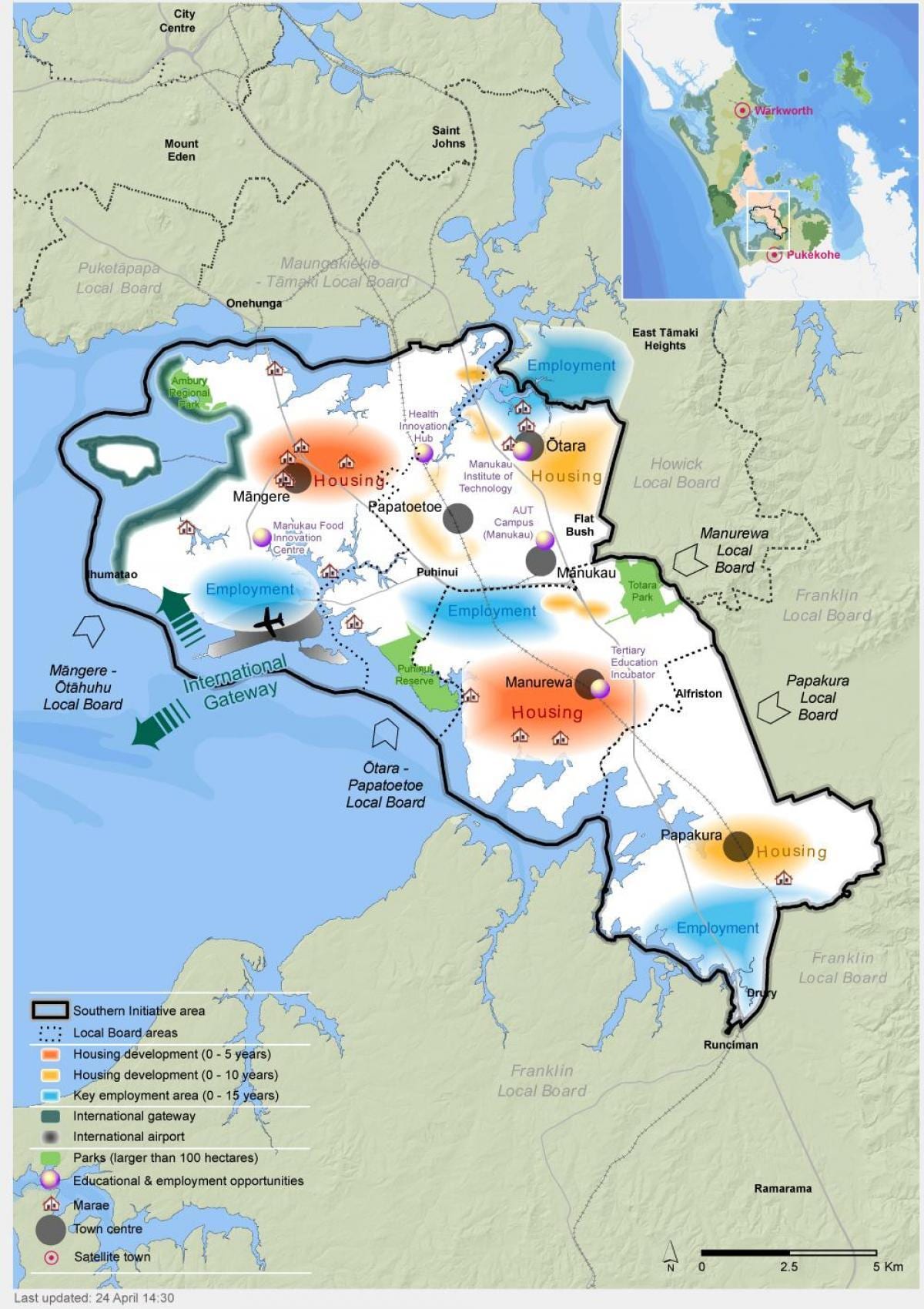 mapa Południowej Auckland