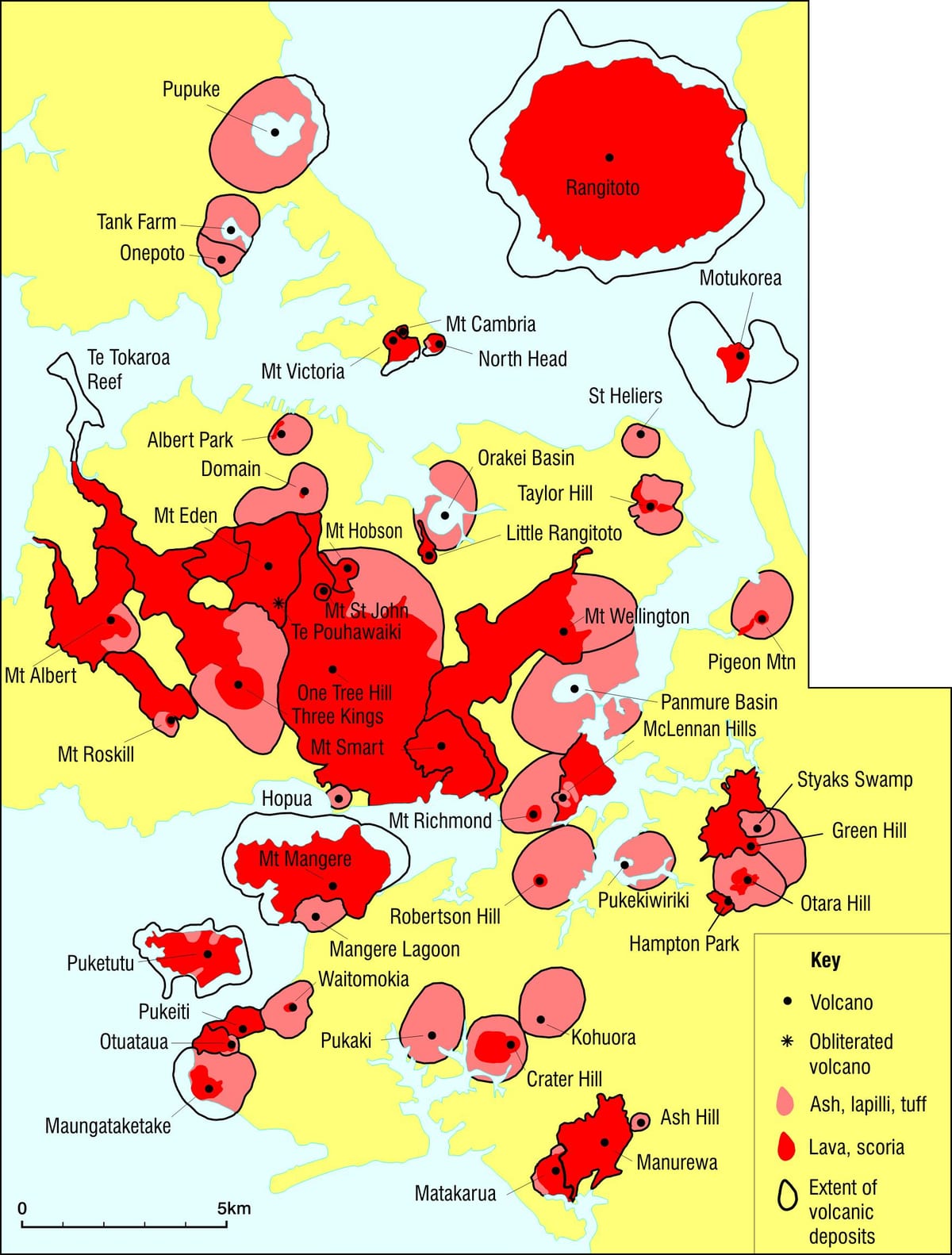 Wulkany Auckland mapie