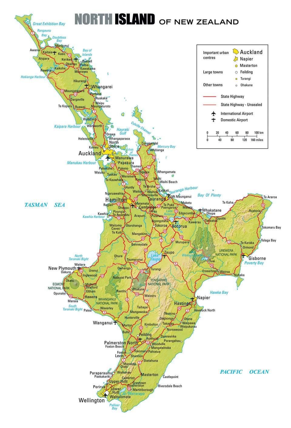 mapa Północnej wyspy Nowej Zelandii
