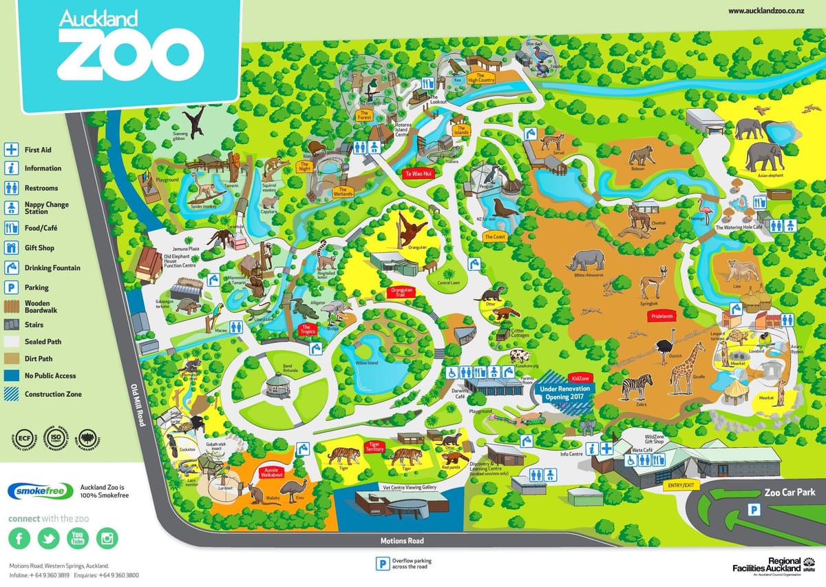 mapa Оклендского zoo