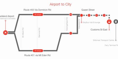 Auckland скайбас trasę na mapie