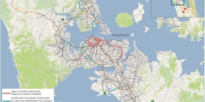 Mapa веломагистраль Auckland mapie
