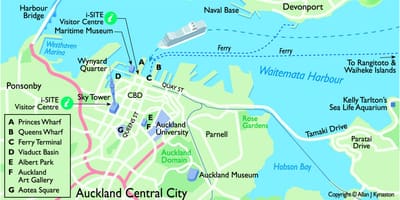 Auckland terminal statków wycieczkowych mapie
