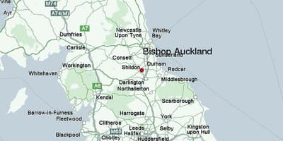Mapa Bishop Auckland