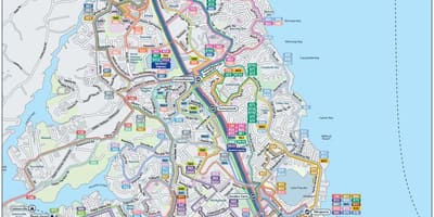 Mapa północnego wybrzeża Auckland