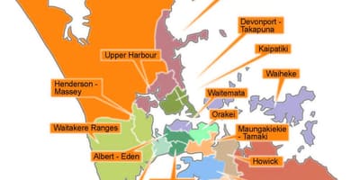 Wskazówka Auckland granicy mapie