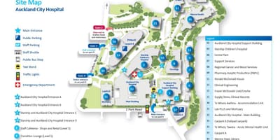Mapa szpitala w Auckland